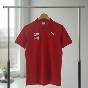 Puma Men's Red Polo Shirt with Logo